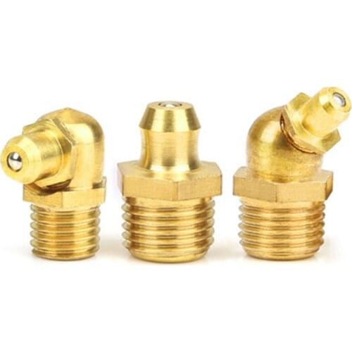 5pcs/lot M4/M5/M6/M8/M10/M12/M14 Male Thread 1mm Pitch 45/90/180° Degree straight Brass Hydraulic Zerk Grease Nipple Fittings