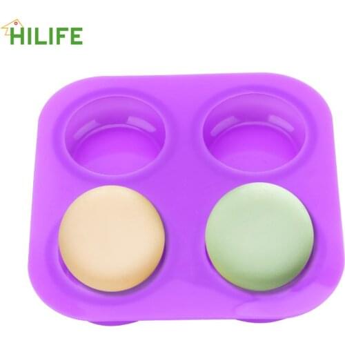 4 Cavity DIY Handmade Craft Round Circles Soap Molds Cake Decorating Tools Soap Molds Tray Easy To Demould Silicone