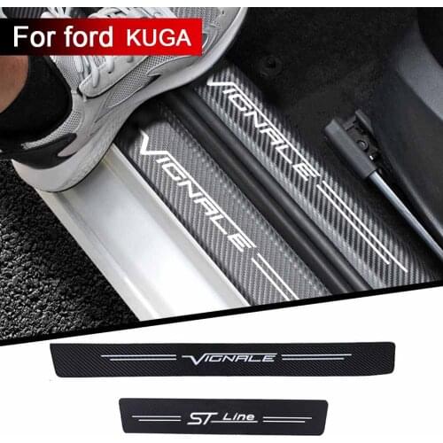 4pcs car sticker carbon fiber texture threshold strip decoration modified For Ford VIGNALE KUGA ST-Line accessories styling