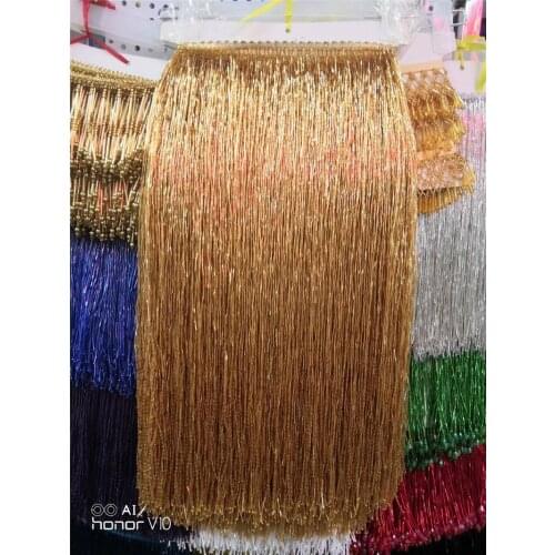 5 yards /bag gold 50 cm width tube beads ribbon fringe tassel for wedding dress /garment/decorative /dress decoration