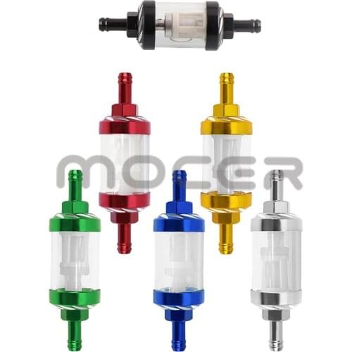 6 colors 8mm CNC Aluminum Alloy Glass Motorcycle Gas Fuel Gasoline Oil Filter Moto Accessories for ATV Dirt Pit Bike Motocross