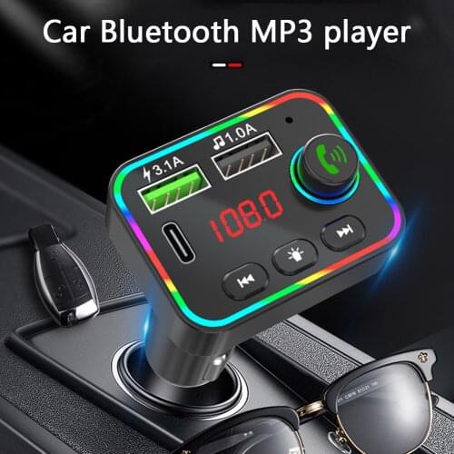 F4 Car Bluetooth FM Transmitter Colorful Backlight Wireless FM Radio Adapter Hands Free TF Card MP3 Player PD USB Charger