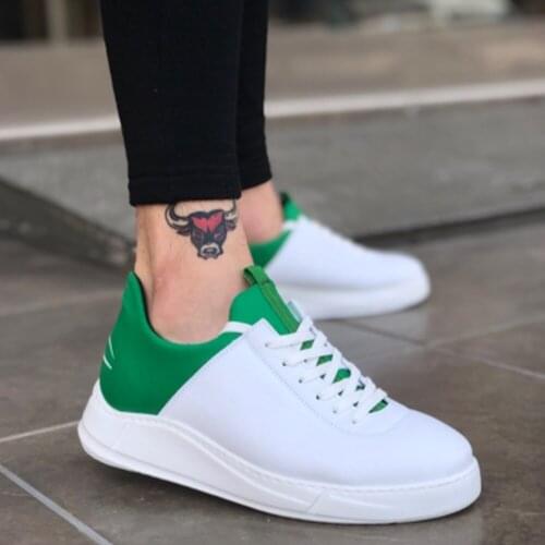 BA0031 Sneakers Beyaz Yeşil Kalın Taban Casual Erkek Ayakkabı Hızlı Kargo Türkiye Markası Yeni Sezon Günlük Giyim Ucuz