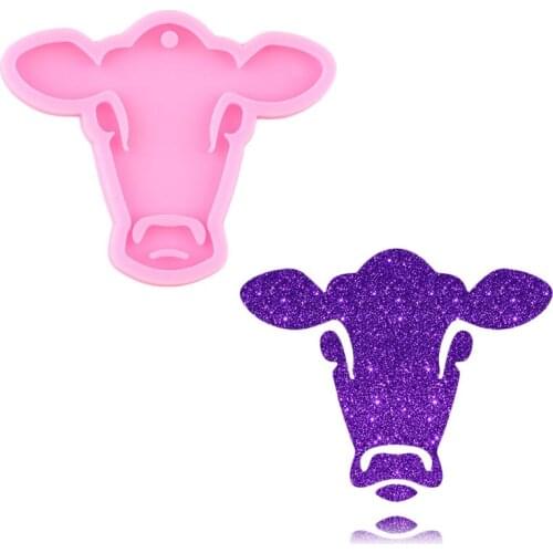 Shiny Glossy Bull Head Silicone Mold Pendant Polymer Clay Jewelry Making Necklace Keychain Molds Epoxy Resin Keychains Mould