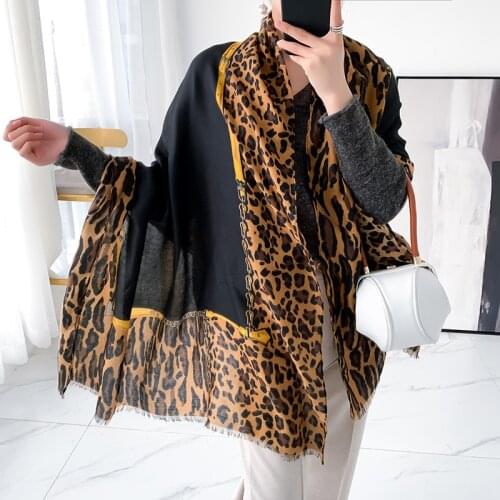 Brand new design of brand cotton and linen scarf personalized fashion wild leopard print warm and sunscreen shawl headscarf 0148