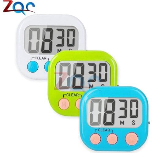 LCD Digital Timers Kitchen Timer Cooking Timer Count Up Down Alarm Clock 24 Hours with Stand White Blue Green Pink