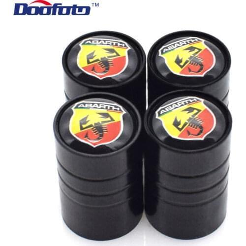 Doofoto 4x Car Valve Caps Wheel Tire Tyre Stem Protective Cover For Abarth 500 595 For Fiat Accessories Styling Stainless Steel