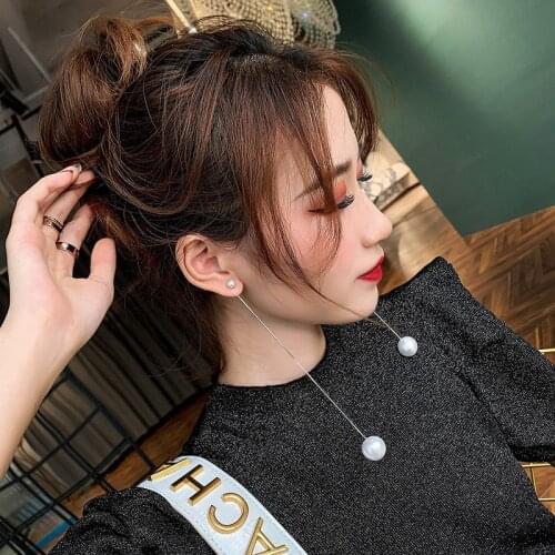 Exknl Long Tassel Earrings For Women Party Simulated Pearl Big Female Fashion Drop Earrings Jewelry Earrings 2020 Women