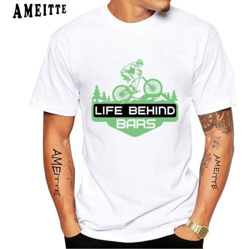 Cool Life Behind Mountain Bike Bars Mountain Climb T-Shirt New Men Short Sleeve Funny Bicycle Design Boy Casual Tops White Tees