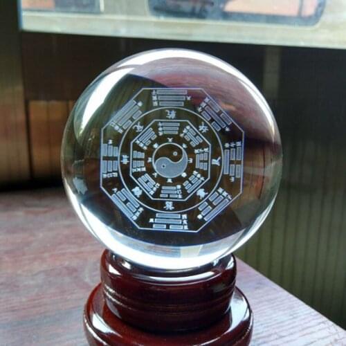 Geomantic master tool efficacious Recruit money Exorcise evil spirits Eight Diagrams FENG SHUI Talisman 3D Crystal ball statue