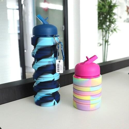 Creative Camouflage Silicone Foldable Sports Water Bottle Retractable Outdoor Travel Water Cup Ins Wind Fitness Personality