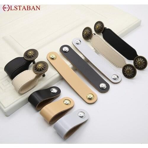 LSTABAN European Modern Wine Cabinet Handles Wardrobe Drawer Cabinet Door Handle Shoe Cabinet Leather Handle Kitchen Accessories