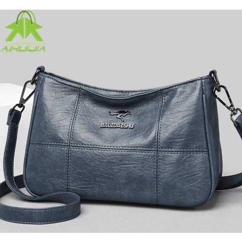 Fashion Embroidery Thread Design Shoulder Bags Solid Color Womens Messenger Bag 2021 New High Quality Pu Leather Women Handbag