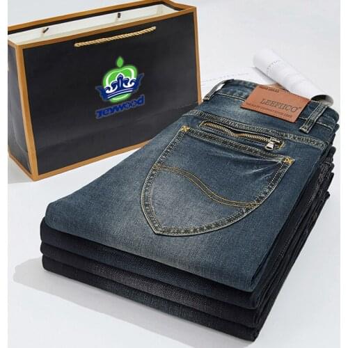 2021 New Spring Autumn Cotton Jeans Men High Quality Brand Denim Soft Vintage blue Fashion Trousers Male Large size 38 40