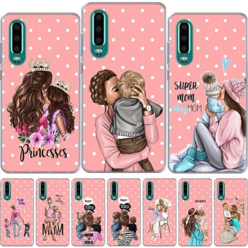 Super Mama Girl Mom Boy Baby Soft Phone Case For Huawei P10 Plus P20 P30 Lite P30 Pro Mate 20 30 Lite Pro Silicone Cover