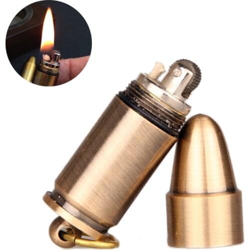 Outdoor Mini Bullet Lighters Flame Kerosene Oil Lighter Keychain Refillable Gasoline Cigar Lighters Men Gadget