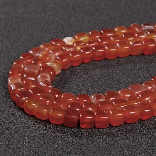 Natural Red Agates Stone Beads Cube Square Carnelian Onyx Loose Spacer Beads for Jewelry Making DIY Bracelet Necklace 15" 6-8mm