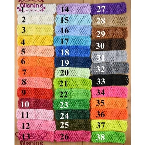 Nishine 50pcs/lot 1.5 Inch Elastic Crochet Headbands Girls Waffle Headwear DIY Children Hair Band Hair Accessories