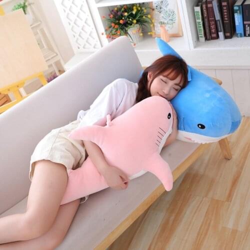 New 80cm/100cm Big Size Real Life Shark Plush Toy Pillow Soft Stuffed Marine Animal Whale Doll Appease Cushion Gift for Children