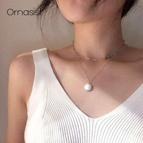 New Fashion Multi-layer Natural Pearl Pendant Color-protection Korean Necklace Female Wild Clavicle Chain Necklaces Choker