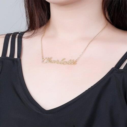 Personalized custom fashion stainless steel with diamond name necklace pendant for couples girlfriends jewelry gifts