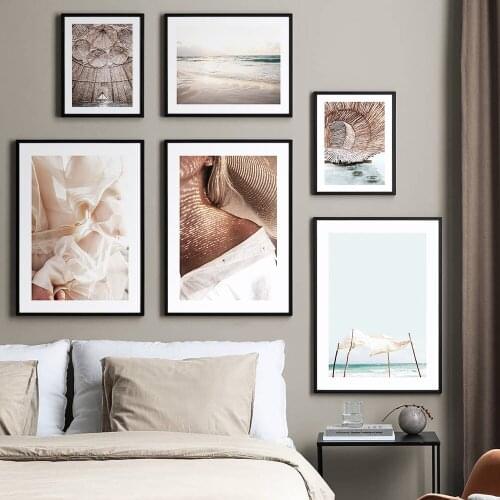 Scandinavian Poster Seaside Sunny Landscape Picture Bamboo Artwork Canvas Print Nordic Decor Wall Painting For Home Living Room