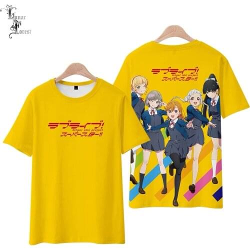 LoveLive Super Star 3D Printing T-shirt Summer Fashion Round Neck Short Sleeve Popular Japanese Anime Streetwear Plus Size