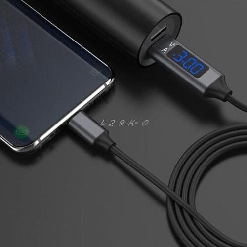 QC 3.0 Micro USB/Type C Fast Charging Data Sync Cable With Voltage Current LED Display L29K