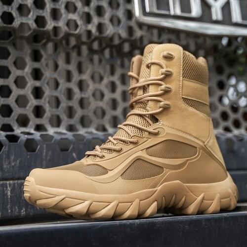 Plus Size Desert Outdoor High Quality Military Boots Man Tactical Boots Men Hot Sale High Top Non Slip Mens Hiking Shoes Botas