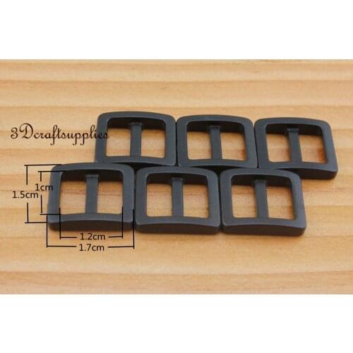 Strap adjuster rectangle sliders plastic black 10 mm 3/8 inch 20 pcs E5