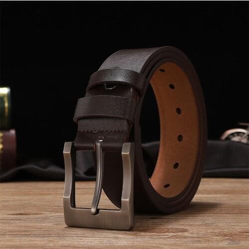 Men Genuine Leather Belt Luxury Brand Alloy Metal Pin Buckle Designer Belts Waist Strap Male for Jeans Design Cintos Masculinos