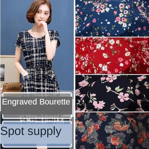 Carved Plant Flowers Printed Pure Cotton Fabric by the meter for Dress Bohemian Clothing Pajama skirt sewing Floral textile per