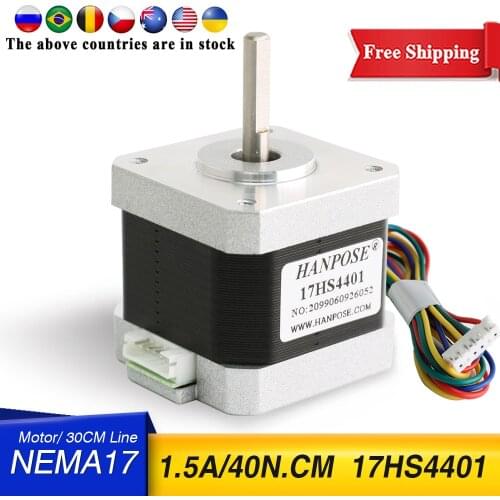 Free Shipping Nema17 Stepper Motor 1.7A 40N.CM 17HS4401 for 3D printer motor Monitor Equipment 42 Step motor 12v