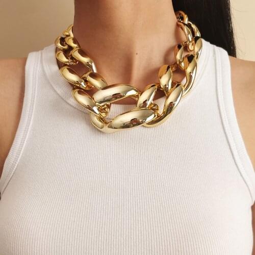 SHIXIN CCB Material Exaggerated Big Choker Necklace Collar for Women Hiphop Chunky Chain Necklace on the Neck 2021 Egirl Jewelry