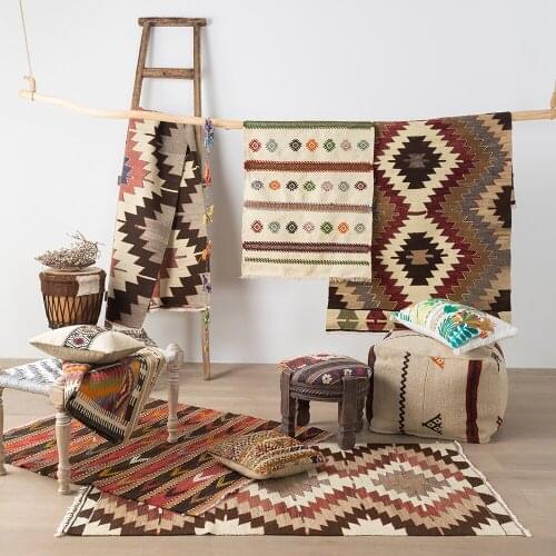 Turkey Kilim Manual Weave Nation Foreign Lands Tribe Style Tapestry Wool Carpet