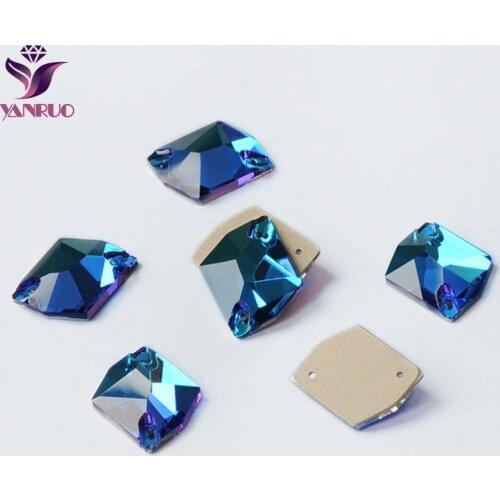 YANRUO 3265 Cosmic Blue Zircon Sew on Rhinestone Flat Back Rhinestones Sewing Crystals Stones Glass Beads DIY Needlework