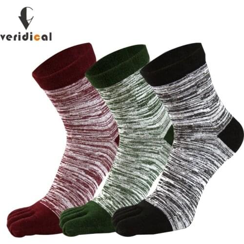 Bright Color Man Short Five Finger Socks Cotton Street Fashion Young Casual Husbands,Fathers Harajuku Happy Socks With Toes