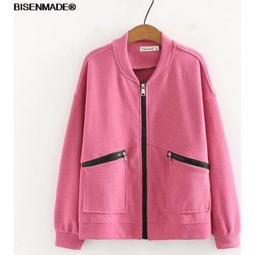 Women Clothing Jacket Plus Size 2021 Autumn New Loose Casual Stand Collar Cardigan Baseball Uniform Zipper Outerwear 1112