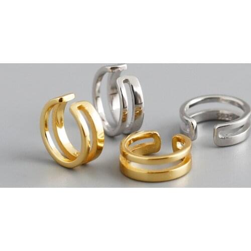 1pair (No Piercing) Authentic 925 Sterling silver Double Line No Piercing Ear Cuff Earring Accessories CE210