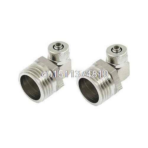 2 Pcs 1/2" PT Thread Right Angle Rapid Screw Hex 4mm x 6mm Tubing Fittings