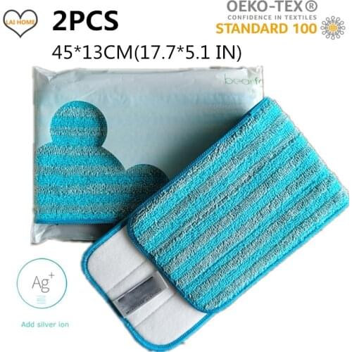 Microfiber Mop Pad Replacement 2 Pack Reusable Washable Mop Head Fits Best 14-18 Inch - Thick Pads for Spray Wet Dust Dry Flat