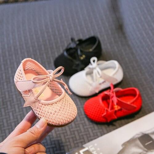 2021 Summer Baby Girls Shoes Infant Toddler Shoes Soft Bottom Comfortable Bow-knot Children Mesh Shoes Kids First Walkers Shoes