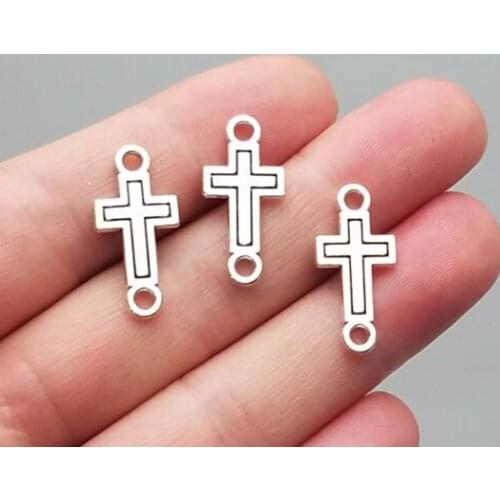 30pcs/lot--23x11mm, cross cham,Antique silver plated cross connector charms ,DIY supplies, Jewelry accessories