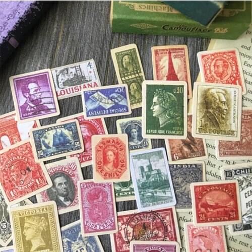 36PCS Vintage Old Stamp TN Material paper DIY scrapbooking junk journal base collage gift decoration material
