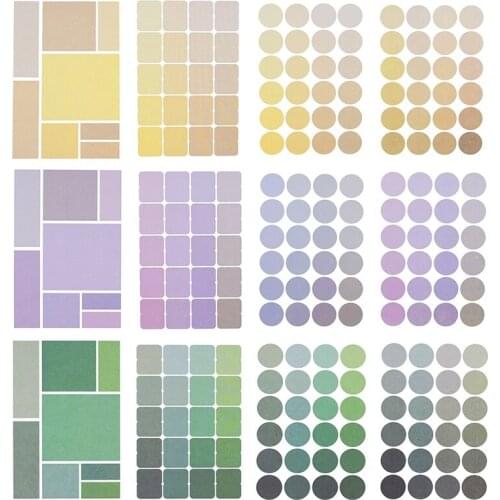 4 Sheets(216 Dots) Morandi Color Scrapbook Stickers Dots Square Washi Paper Sticker Diary Planning Calendar Labels Sealing Decor
