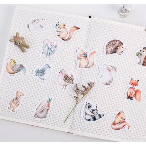 45 Pcs/Pack Kawaii Forest Animal Squirrel Rabbit Paper Sticker Decoration DIY Handbook Sticker Diary Album Stick Label