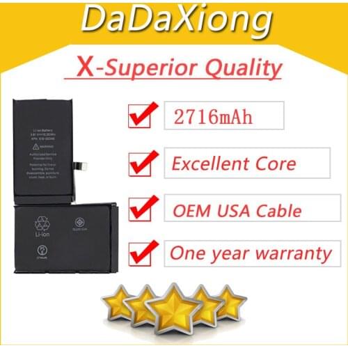 5pcs/lot DHL Superior Quality Battery for iPhone X Real Capacity USA Protection board 2716mAh replacement repair parts Battery