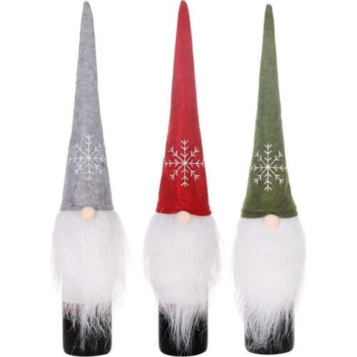 60 Pcs Christmas Gnomes Wine Bottle Topper Cover Swedish Tomte Decorative Bottle Toppers Holiday Decorations Wholesale X2