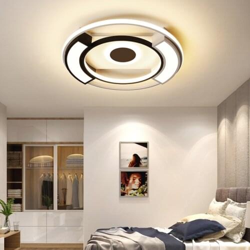Nordic Acrylic LED Ceiling Lamp Home Bedroom Study Dining Living Room Round Modern Simple Black White Body Restaurant Lights