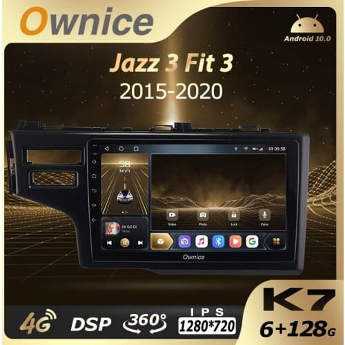 Ownice K7 6G RAM 128 ROM Android 10.0 Car Autoradio for Honda Jazz 3 Fit 3 2015-2020 Audio Radio 4G LTE Optical Coaxial SPDIF
